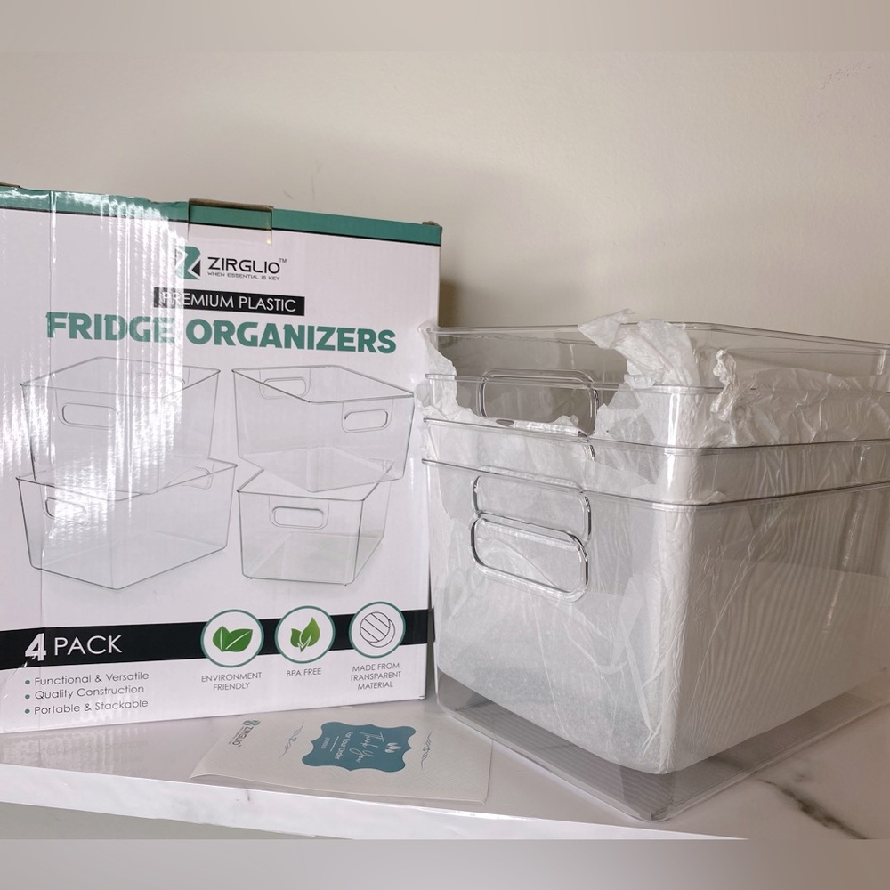 Plastic Storage Organizer - Perfect Bin For Your Kitchen, Pantry, Office (4pack)